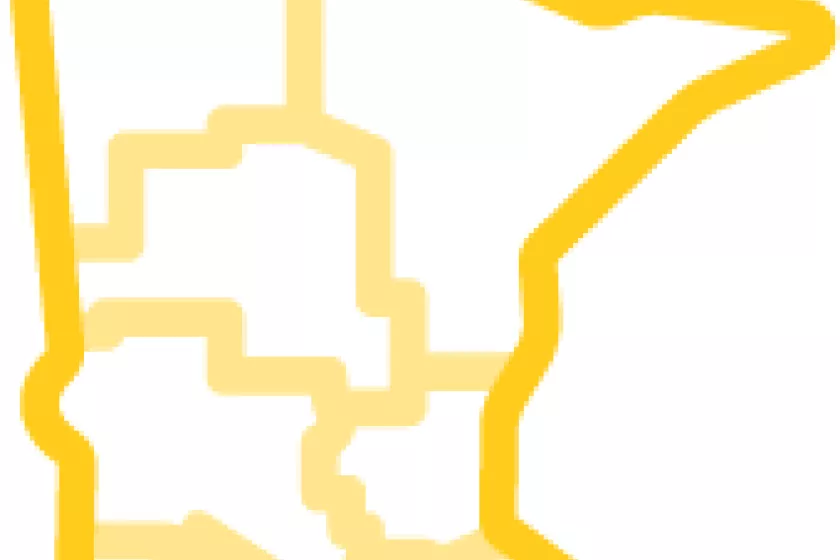 State of MN outlined in yellow