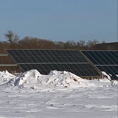 solar panels in the snow