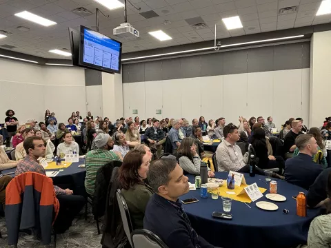 Crowd of people in a room