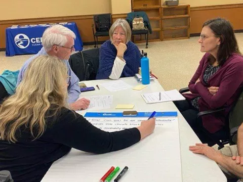 community members around a table