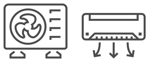 Illustration of a mini-split air source heat pump