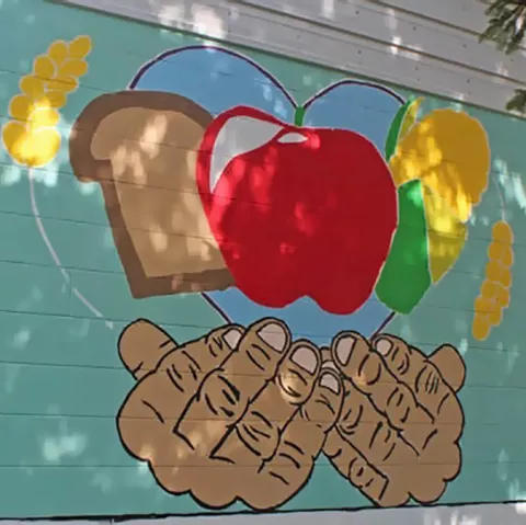 food shelf mural